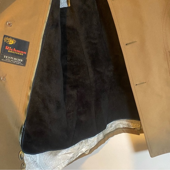 Richman Brothers Mens 44 Tan Trench Coat Removable Zip Lining Vintage Business - Picture 9 of 9